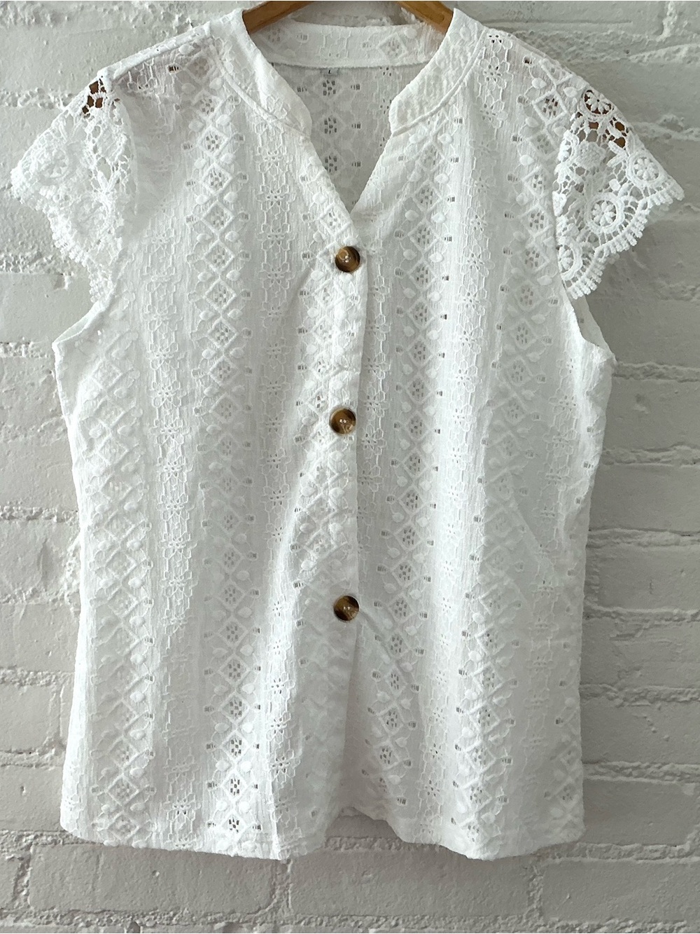 Boho Fairy White Crochet Lace Top Feminine Coquette Summer Size Large